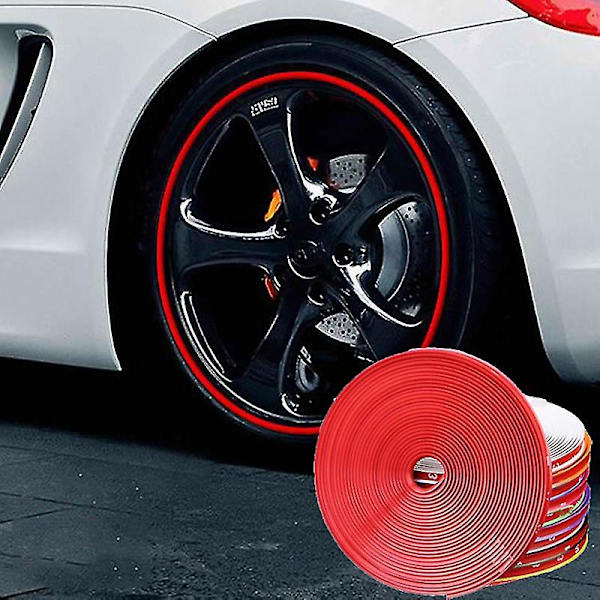 8m / Roll Rim Blades Auto Ajoneuvojen väri Pyörän Vanteet Suojat Sisustus Strip Tire Guard Line Kumi Mounding Trim Tire Guard Line Red
