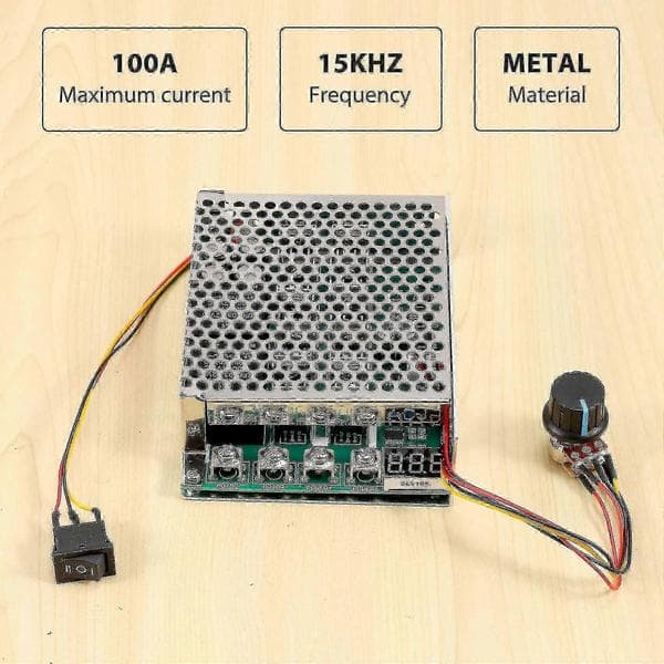 Reversibel motorstyring 10-55V 100A 3000W PWM hastighetskontroll silver