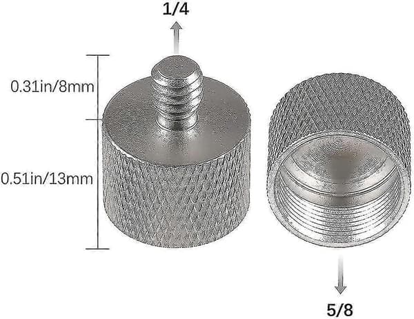 2 stk. mikrofonstativadapter 5/8 til 1/4 skruegevindadapter stativskrueadapter til