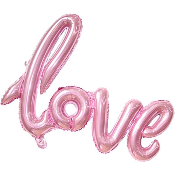 Set med 5 (42x25 tum) kärleksfolieballonger Romantiska jätte kärleksbrev Mylar ballong för bröllopsdusch Jubileumsfestdekorationer, rosa