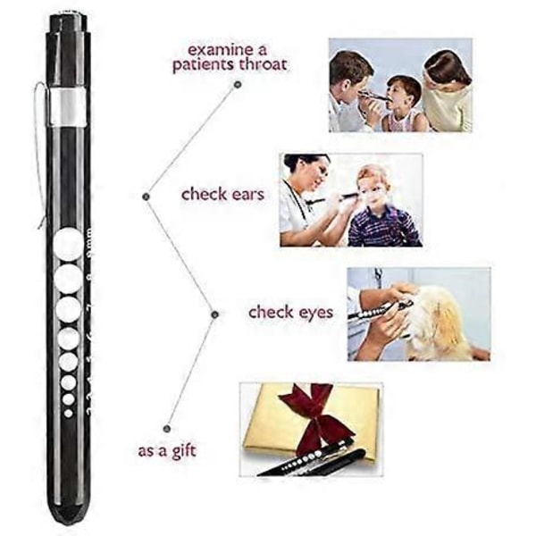 Mini pen lommelygte LED genanvendelig til hjemmet, udendørs, læge, sygeplejerske, EMT (Sort, 1 pakke) Red