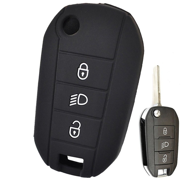Til Peugeot 3008 208 308 508 408 2008 307 4008 Skin Holder - 3-knaps Silikone Car Remote Key Fob Shell Cover Case