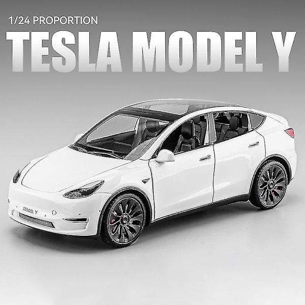 1:24 Tesla Model Y Model 3 Laddningshög Legering Formgjuten leksak Bilmodell Ljud och ljus Barnleksak Samlarföremål Födelsedagspresent