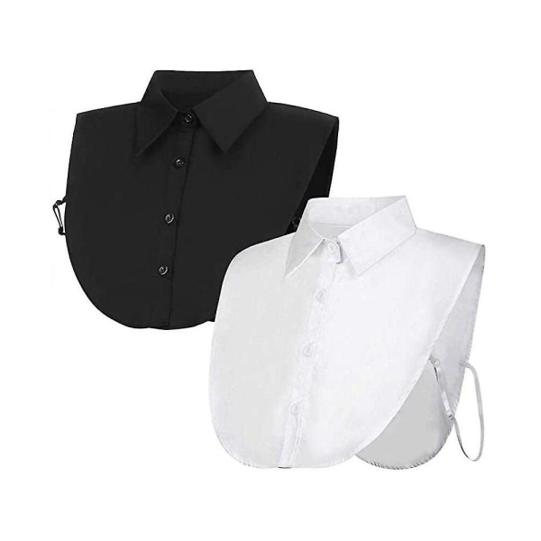 2 stykker damekrageinnlegg kvinner, falsk krage avtakbar krage halvskjorte bluse dame bluse krageinnlegg (hvit + svart)