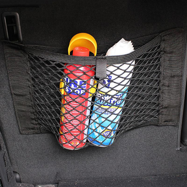 Bil Ryg Bag Organizer Net Sæde Elastisk String Magic Sticker Universal Opbevaringslomme Taske Auto Bil Trunk Organizer Engros| | Single Side 110x60cm