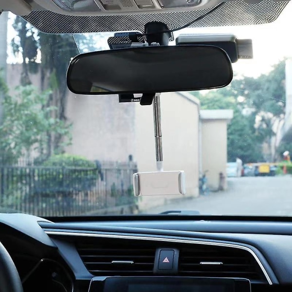 360 grader bil bakspejl monteret telefonholder til iphone 12 gps sæde Smartphone bil telefon holder stand Justerbar støtte|gps stander| White