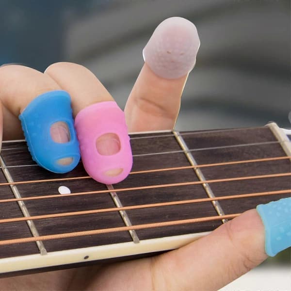 Fargerike silikonfingerbøl for gitarspill Svart