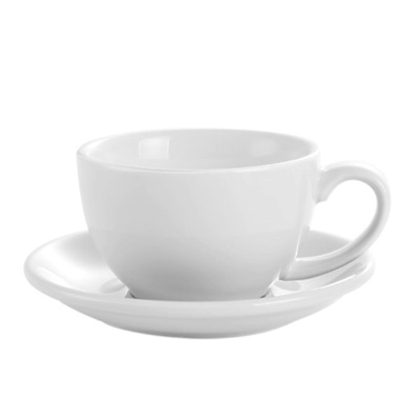 Porslinskoppar med fat för Cappuccino Värmebeständiga Hemmakoppar Dryckesartiklar för Vuxna White