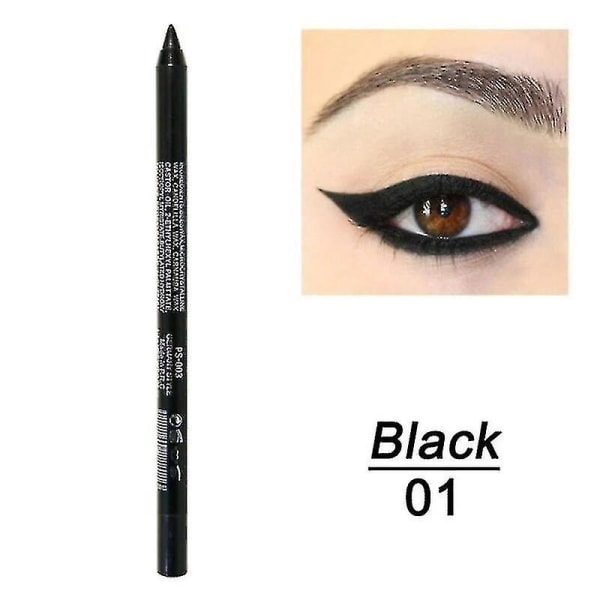 14 färger Långvarig Eye Liner Penna Vattentät Pigment Blå Brun Svart Eyeiner Pen Ögonmakeup Kosmetik 01 Black