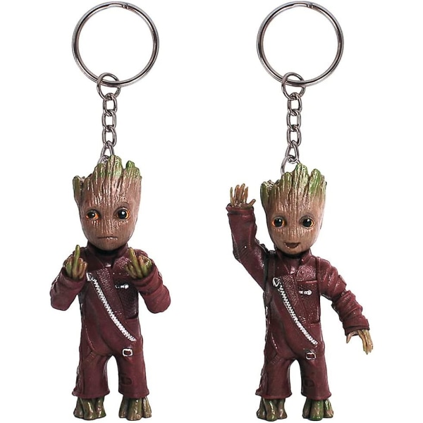 Baby Groot avaimenperä, 2 kpl sarjakuvaavaimenperä, 3d lasten avaimenperä, hahmo avaimenperä, avaimenperä, Groot avaimenperä riipus lasten laukkujen koristeluun
