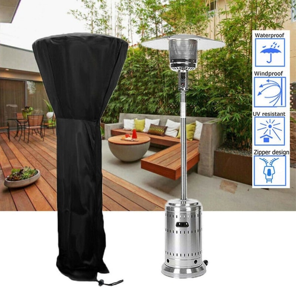 Black Patio Heater Cover 210d Oxford Cloth Waterproof Garden Outside Stand