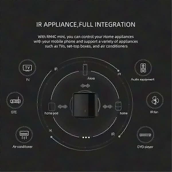 Broadlink RM4C Mini WiFi IR universell fjernkontroll med Alexa og Google stemmestyring