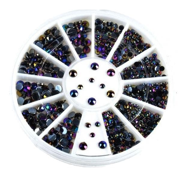 Rhinestone Sort 4 størrelser Svart black