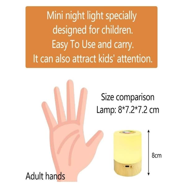 Mini LED Natlampe Smart Bordlampe Touch Control 2/4 Timers Timer Dæmpbar USB Genopladelig Bærbar