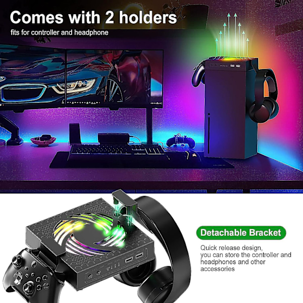 Rgb kylfläkt för Xbox Series X, 3 justerbar hastighet kylfläktsystem Lågbrus kylfläkt för Xbox Series X