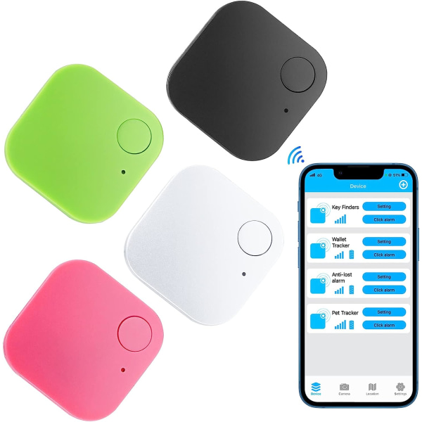 Key Finders，4 Pack Bluetooth Item Locator, velegnet til tegnebøger, kæledyr, bagage