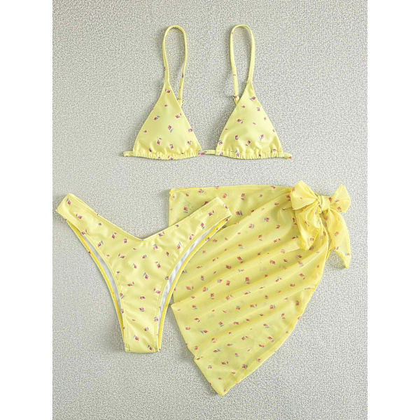 Europæisk og amerikansk tredelt bikinibadedragt Yellow M