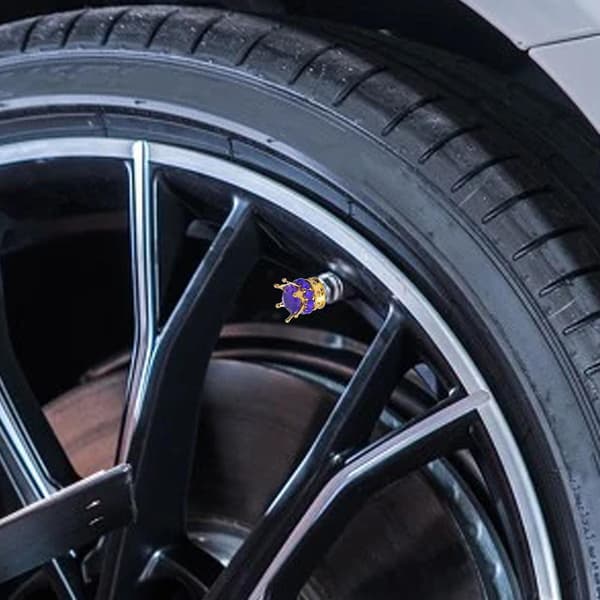 Ventilhætte Kroneform Fint Håndværk Håndlavet Rhinestone Dækventil Hætte Til Bil E