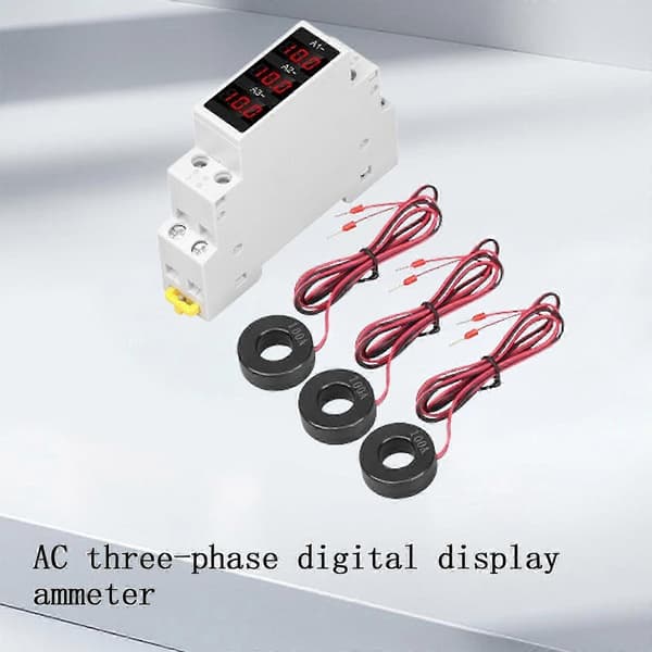 AC 80-500V DIN-skinne AC Amperemeter Spenningsstrømmåler 1-100A Digitalt Display js Walkbee A B