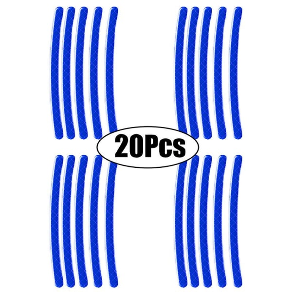 20/40 stk Sticker Køresikkerhed Lysende Universal Sticker Reflekterende Stripe Tape Bil Motorcykel Hjulnav til biltilbehør| | 20Pcs Blue