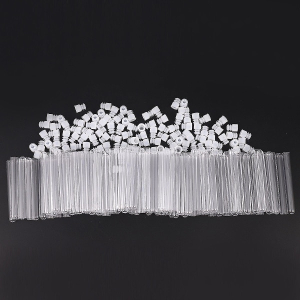 100 st genomskinligt plastprovrör med cap 12x100 mm U-formad botten Lång transparent provrör Lab Sup