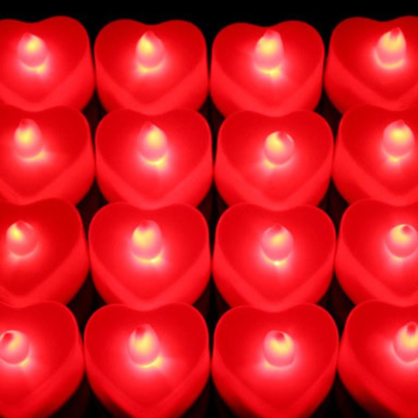 Hjerteformet Led stearinlys Simuleret stearinlys Naturlig belysning Boligindretning velegnet til bryllupsgårdhave Red Light