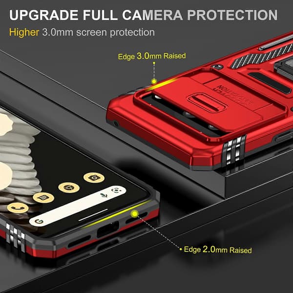 Armor PC + TPU Kameraskydd Mobilskal Red For Google Pixel 8