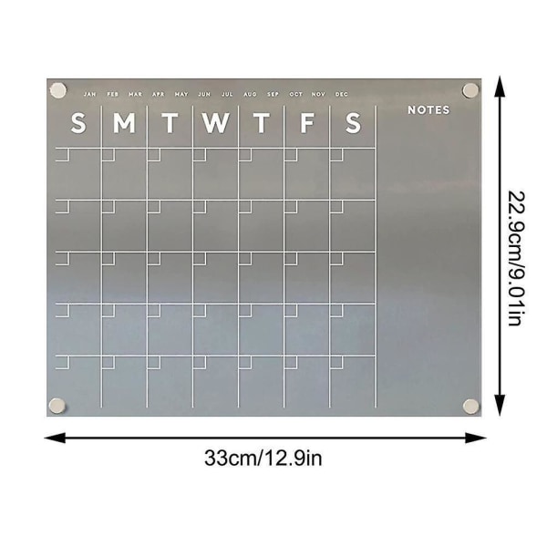 Akryl Magnetisk månads- och veckokalender för kylskåp med torr radering Set D8