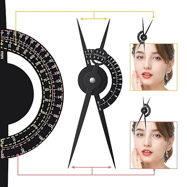 Øjenbryn Golden Ratio Caliper Stencil Lineal Makeup Mål Øjenbryn Guide Lineal Permanent Værktøj Calipe