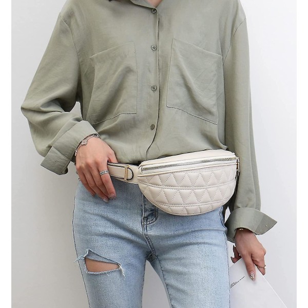 Fanny Pack för kvinnor midjepåsar med justerbara strapbum-väskor för kvinnor Crossbody (a-beige)