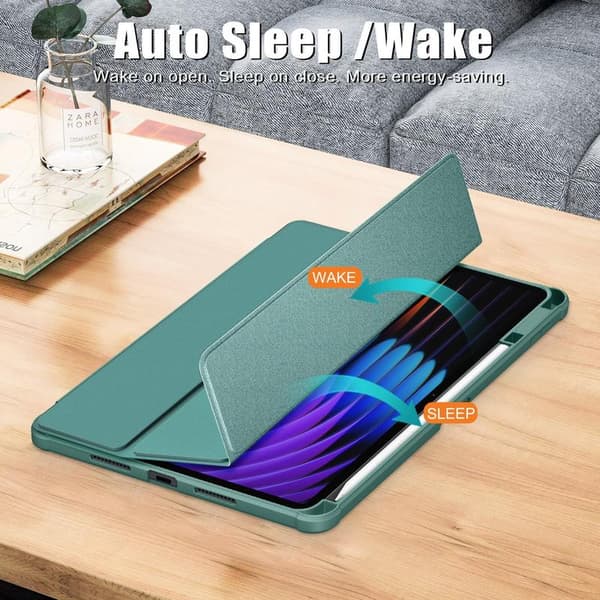 Etui til Xiaomi Pad6 11-tommer med automatisk væknings-/søvnfunktion, grøn