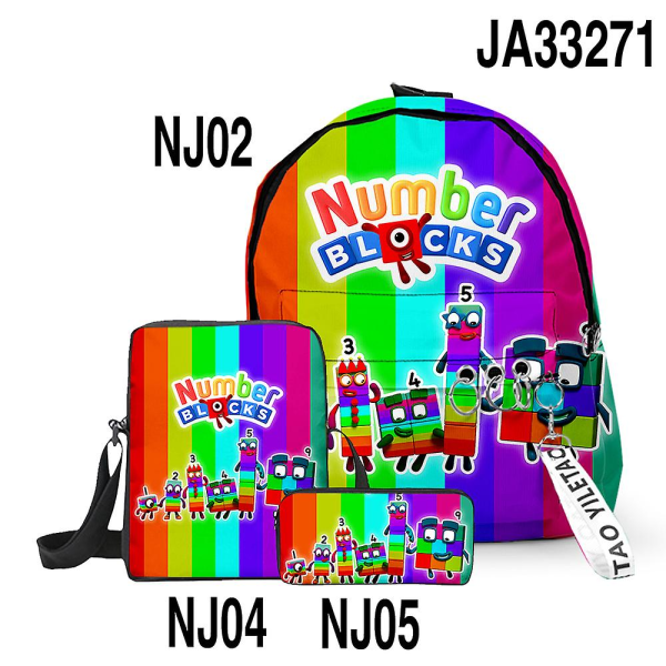 3d Game Number Blocks Skolesekk Ryggsekk Numberblocks Primær ungdomsskoleelever Gutter Jenter Oxford Vanntett skolesekk 12