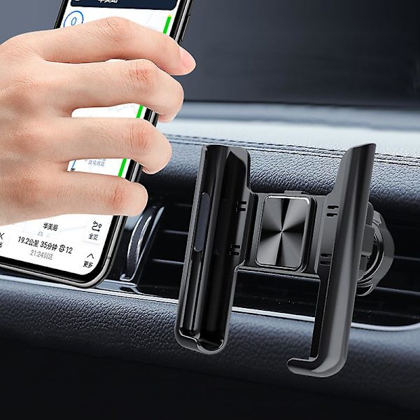 Autopuhelinteline 360 ​​Pyörivä jalusta matkapuhelimelle Universal Gravity Auto -puhelimen pidike autossa ilmaventtiilin pidikepidike GPS-tuki - universal autoteline Black