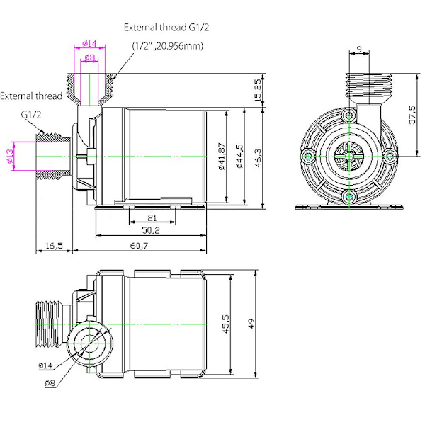 Ultra stille Mini DC 12V løft 5M 800L/H børsteløs motor nedsenkbar vannpumpe