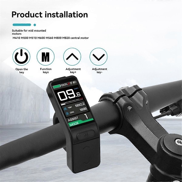 SW102/T LCD Display Elektrisk Sykkel LCD Meter for Bafang Motorer Black