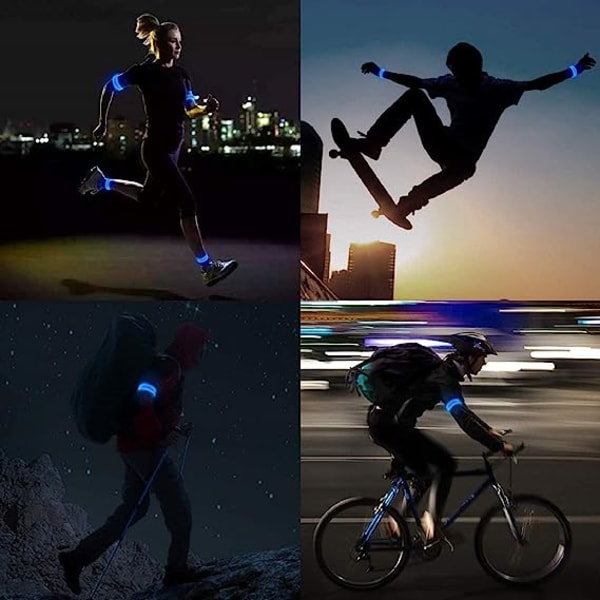 Oppladbart LED-armbånd | Led-løpelys med høy synlighet for løpere | Reflekterende løpeutstyr Light Up Armbånd Reflektorer