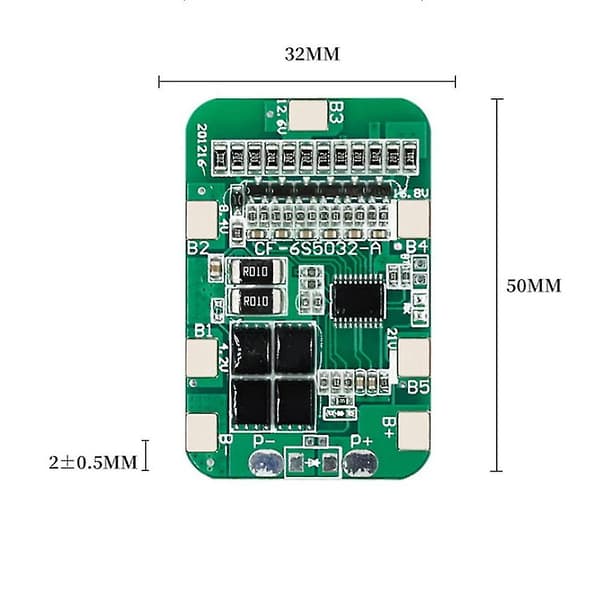 6s 12a 24v Pcb Bms 6-pack 18650 Litiumbatteri Skyddskort