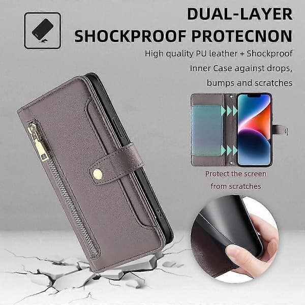 Blixtlåsplånboksfodral för Galaxy A22 5G Grey