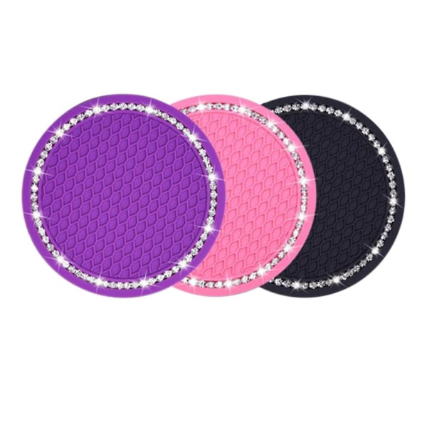 Bil Coaster Vand Cup Flaske Holder Anti Slip Pad Mat Silica Gel Vandtæt Til Indretning Bil Styling Tilbehør| | Black Purple Diamond