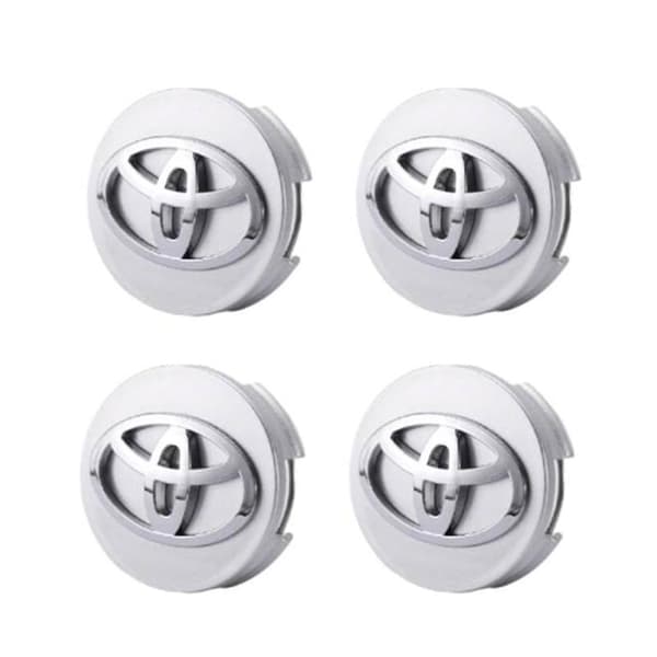 4-Pack - Toyota Navkapslar / Hjulnavsemblem - B Silver 62mm - Silver (matt)
