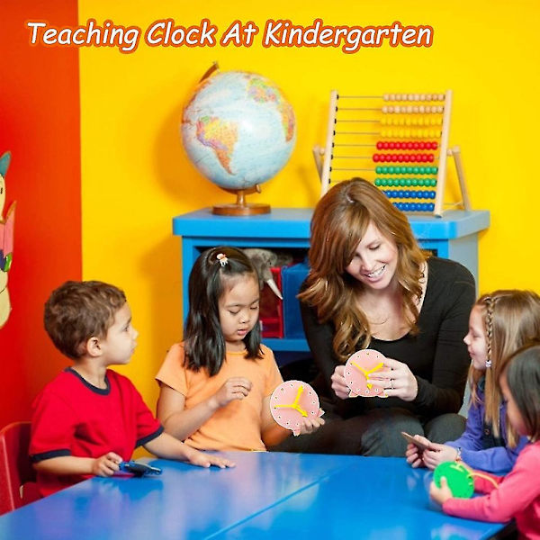 Cm Wealth Learning Clock kompatibel med barn, student Learning Clocks Undervisningstid 12/24 timmar Utrustad klocka 4+ år Pink