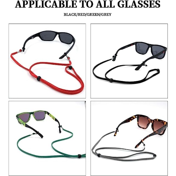 4 stykker brillestroppkjede, justerbar solbrilleholderstropp Brilleholder
