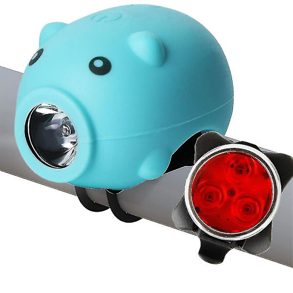 Polkupyörän valot ja takavalot torvitoiminnolla, ladattava USB pyörävalo lapsille, aikuisille, Unisex maantiemaastopyörät taivaansininen