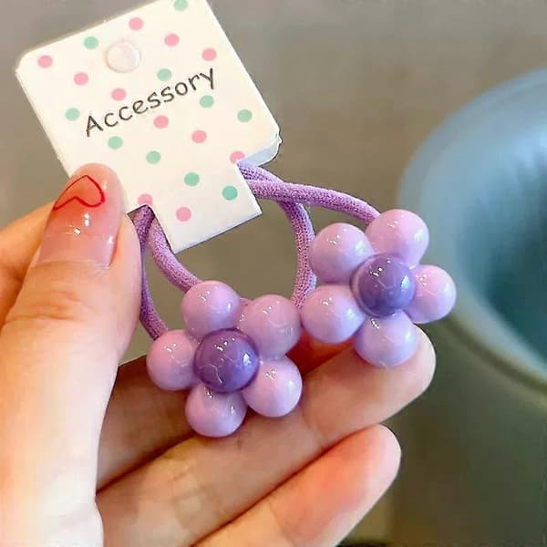 2 STK Nye Søte Glansfulle Blomster Jenter Barn Elastiske Hårbånd Hårtilbehør Barn Hårstrikker Baby Hodeplagg Pink