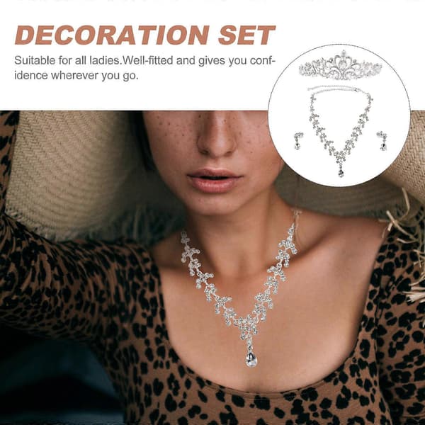 Bröllopsmyckesset Rhinestone Tiara Halsband Örhängen