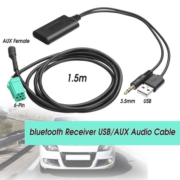Trådløs Bluetooth-mottaker for bilstereo for 2005-2011 USB/AUX lydmodul kabel AUX kabeladapter black