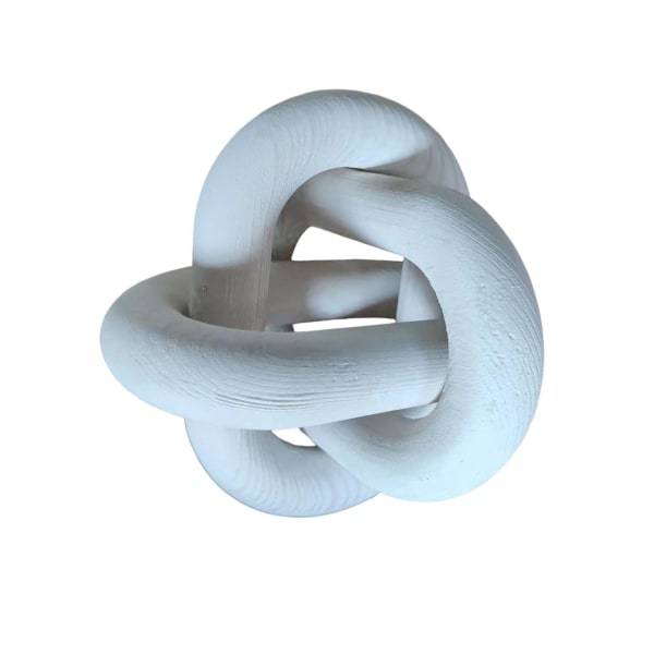 Boho Wood Chain Link Knot Skulptur Håndværk Festskab Stue White
