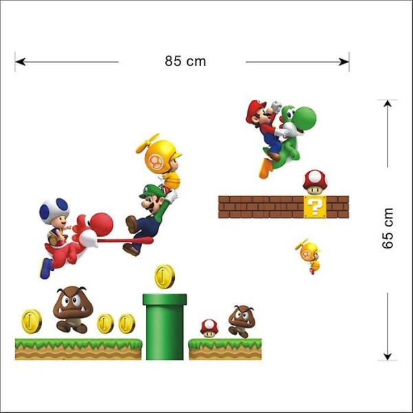 Klassisk spil tegneserie Super Mario vægklistermærke til børneværelse dekoration