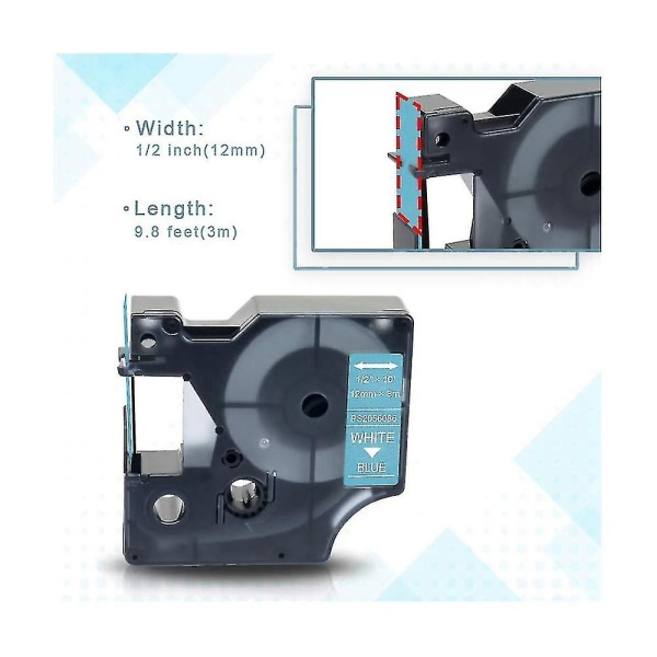5 stk Tape Til D1 12mm 0,47 Tommer Tape Til Maker Labelmanager 160 280 360d 420p