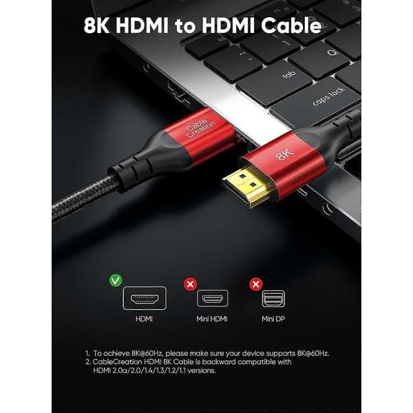 eARC HDMI-kabel 8K, HDMI til HDMI-kabel til PS4 (48 Gbps)